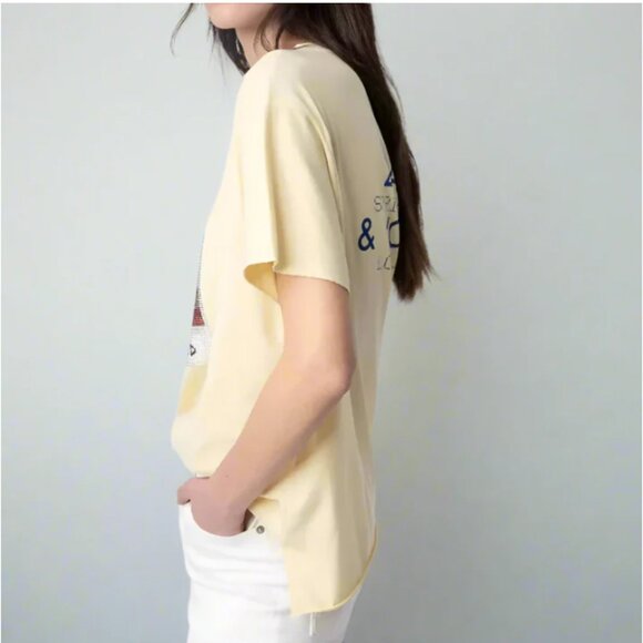 Zadig & Voltaire Tommer Beaded Zaddicted Top Womens Large Yellow Cotton T-Shirt - Picture 8 of 8